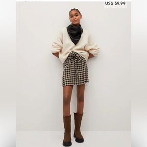 MANGO Houndstooth Skirt